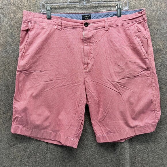 J Crew Shorts Mens 38 Pink Chino Flat Front Golf Cotton Houndstooth Casual - Picture 1 of 10